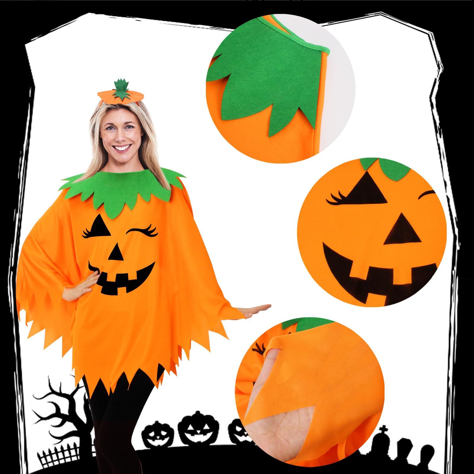 Womens Winking Pumpkin Poncho view 5