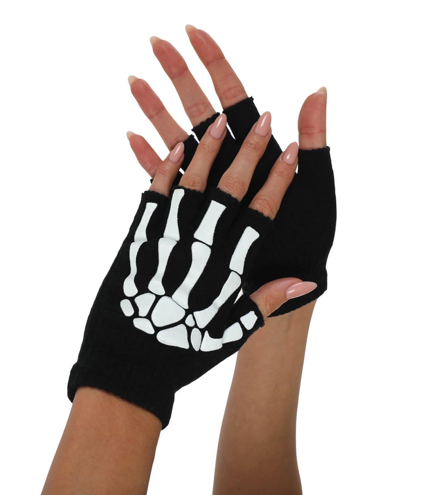 Fun Skeleton Fingerless Gloves view 2