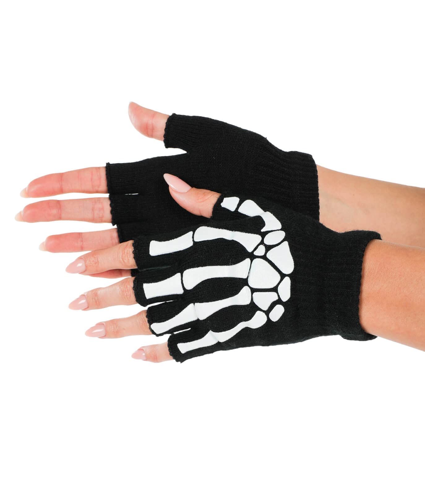 Fun Skeleton Fingerless Gloves view 3