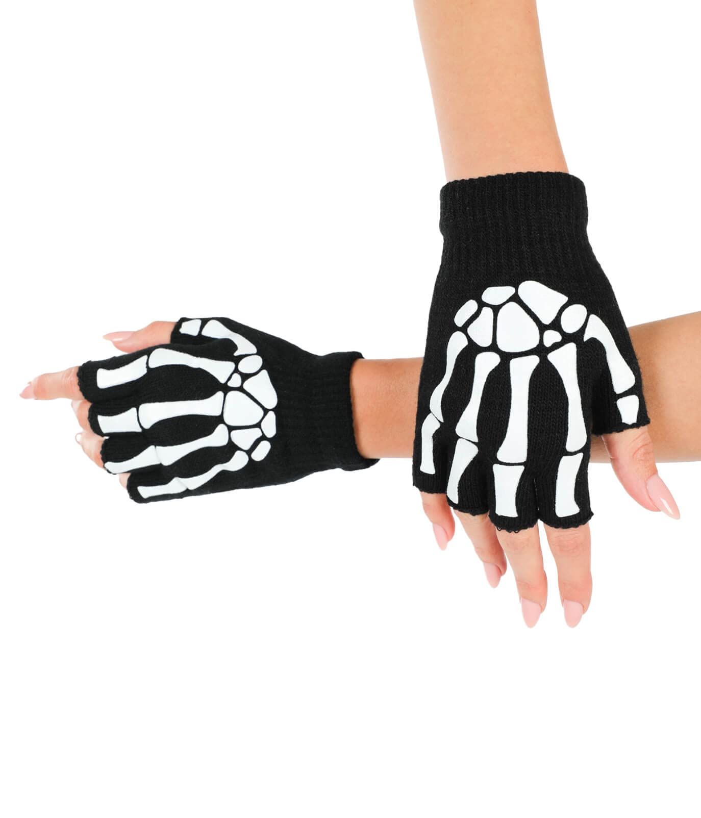 Fun Skeleton Fingerless Gloves view 4