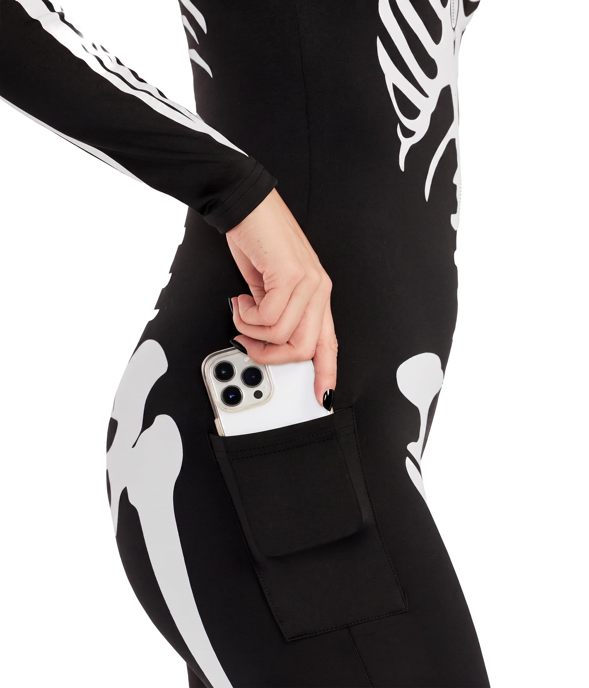 Women's Skeleton Print Jumpsuit for Halloween Cosplay view 3
