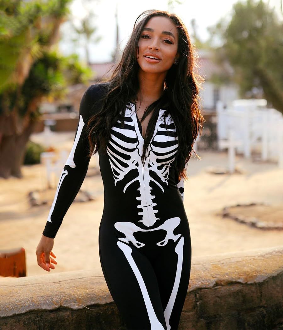 Women's Skeleton Print Jumpsuit for Halloween Cosplay view 5