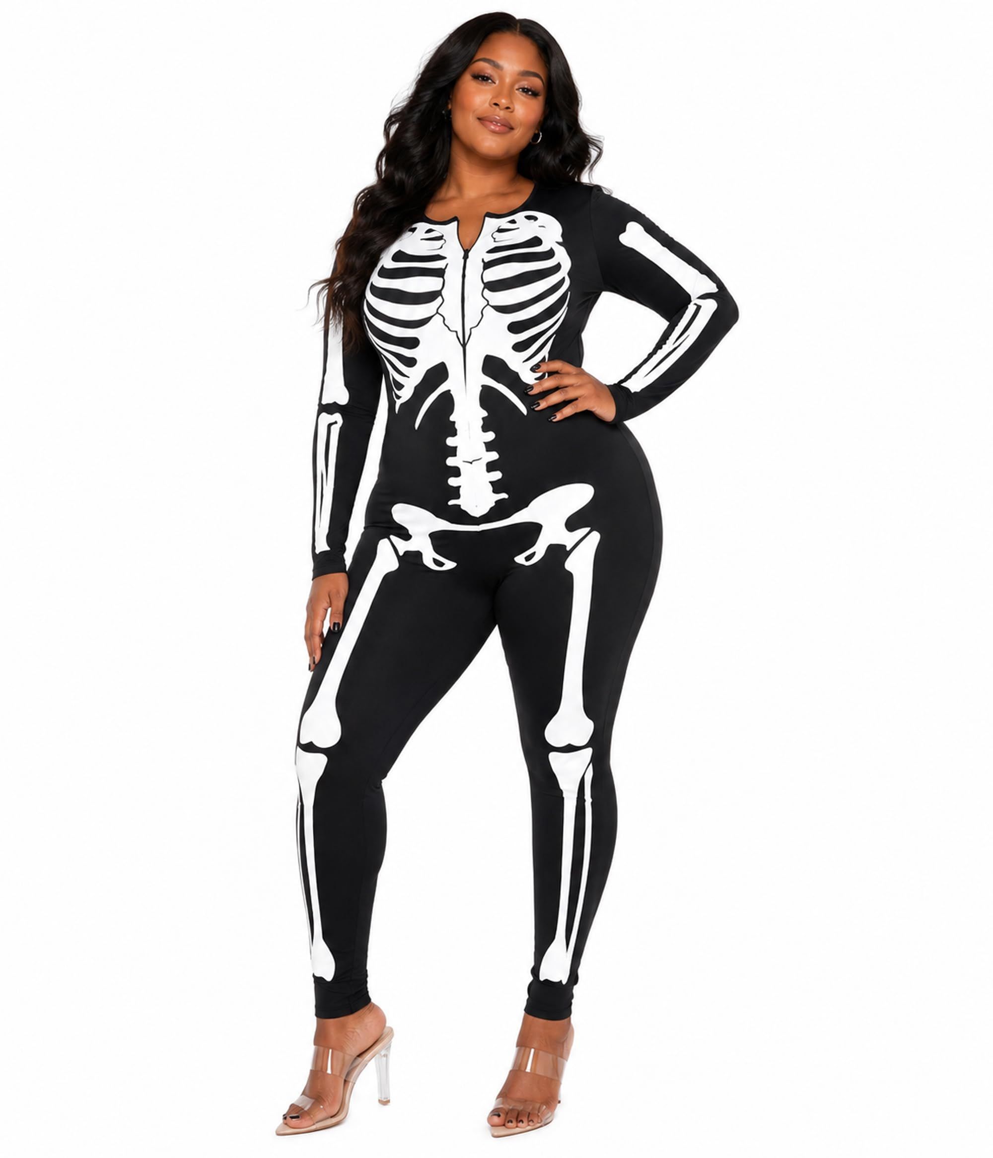 Women's Skeleton Print Jumpsuit for Halloween Cosplay view 6