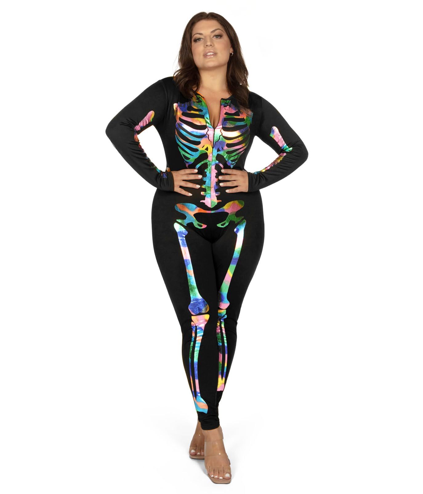 Iridescent Skeleton Bodysuit for Halloween Costume view 5