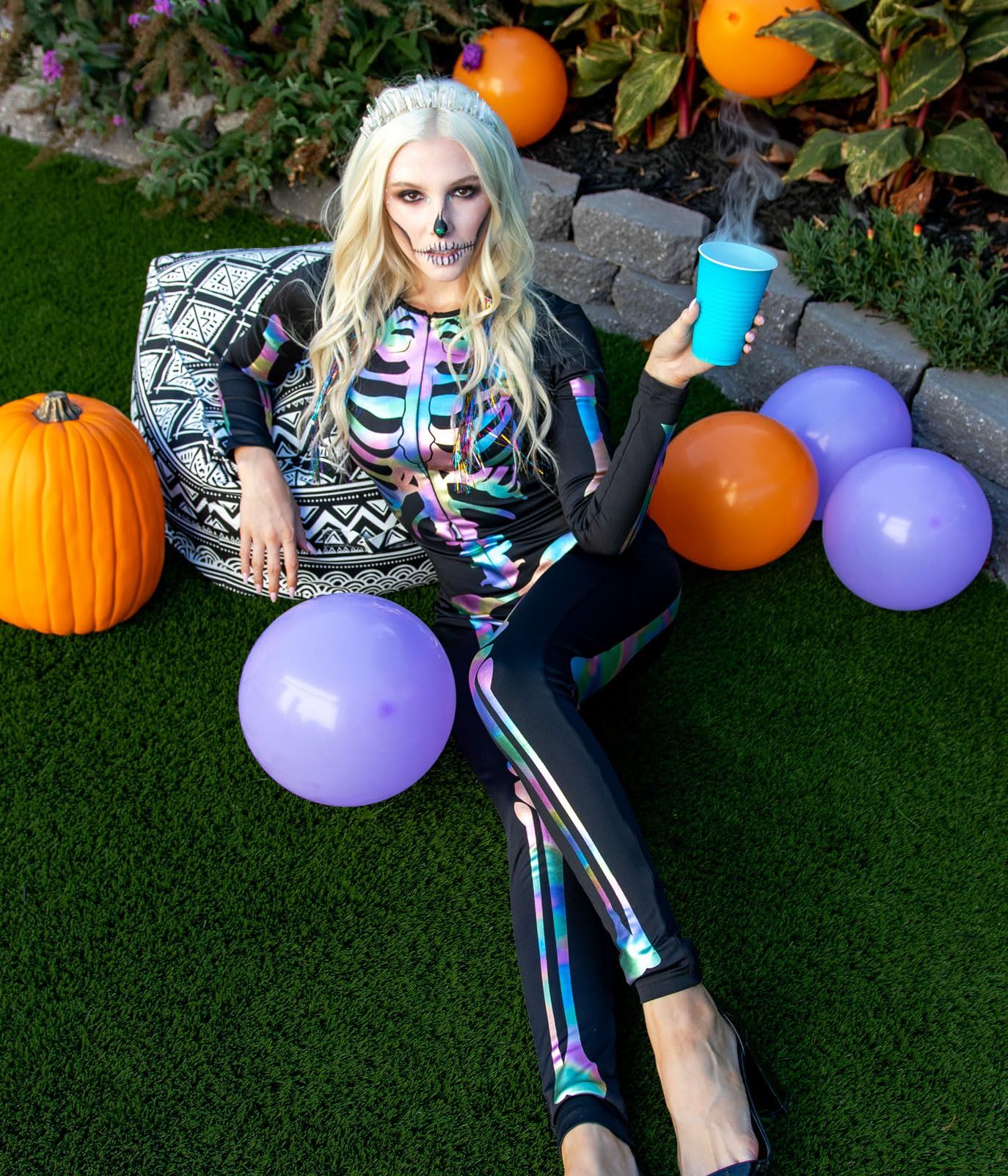 Iridescent Skeleton Bodysuit for Halloween Costume view 3