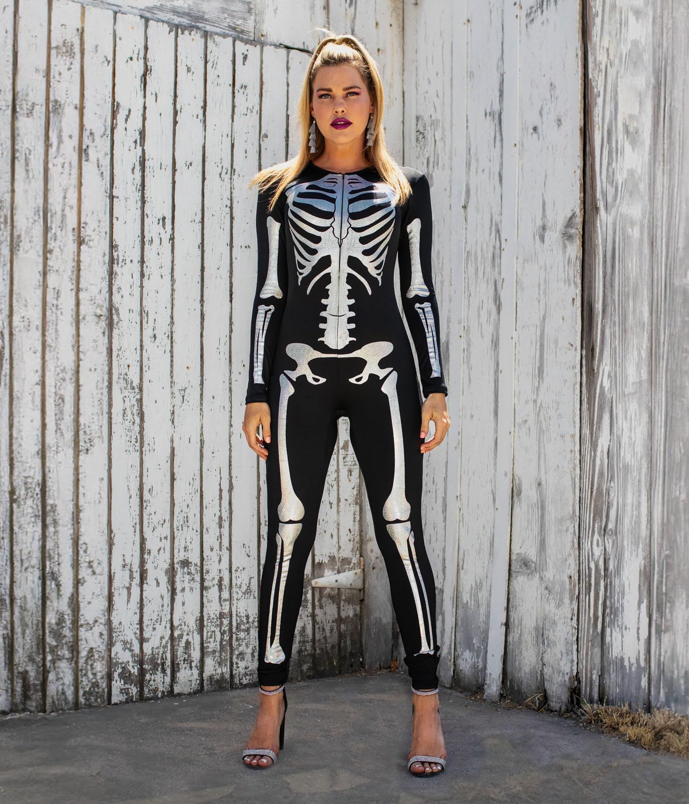 Skeleton Print Catsuit for Halloween Costume view 4