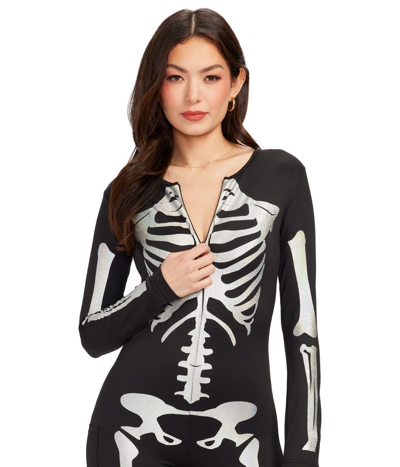 Skeleton Print Catsuit for Halloween Costume view 3