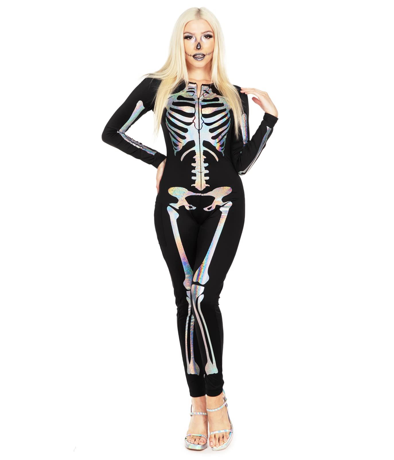Skeleton Print Catsuit for Halloween Costume view 5