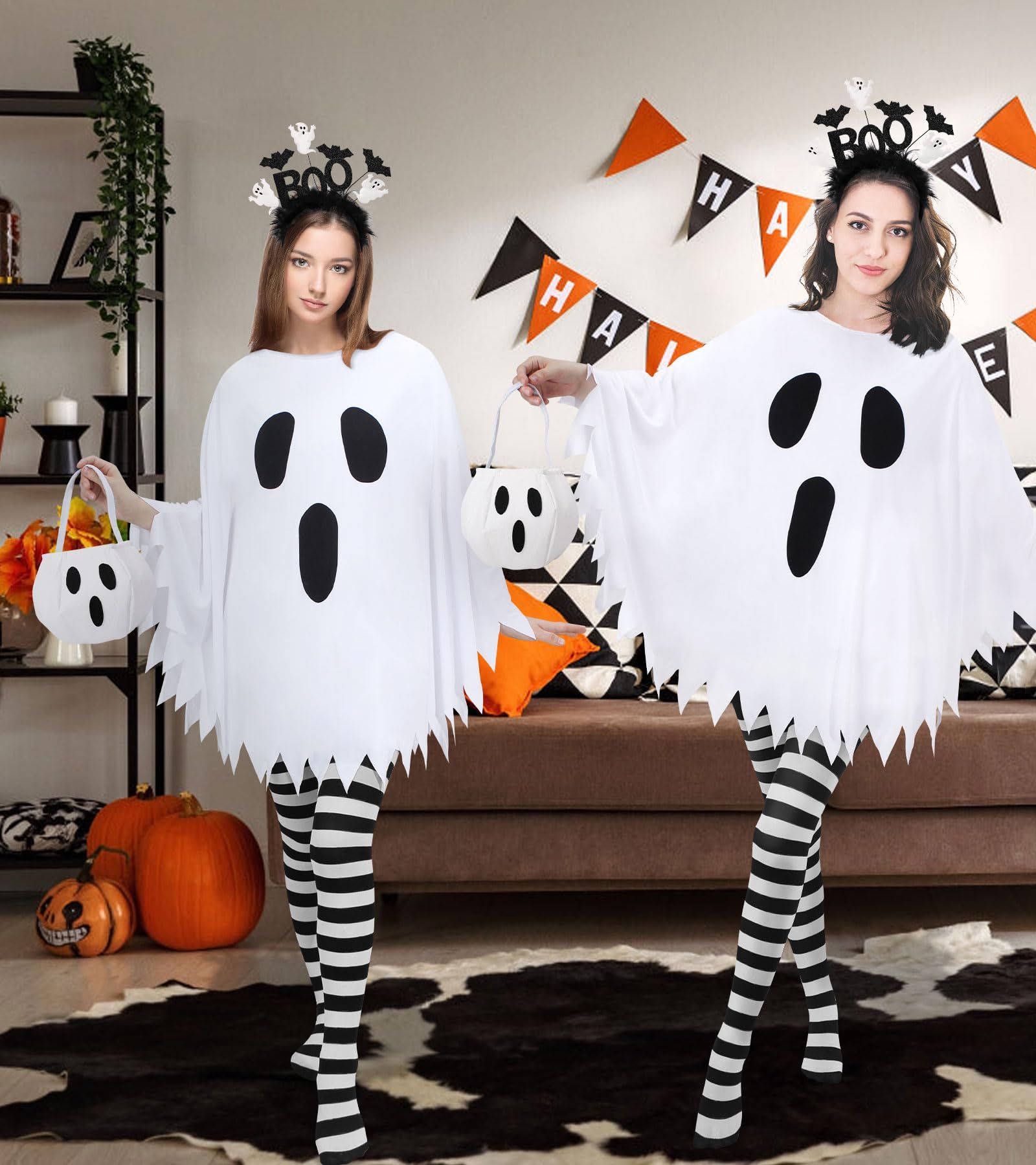 4pcsWomen's Ghost Costume Set for Halloween Trick-or-Treating & Themed Parties view 2