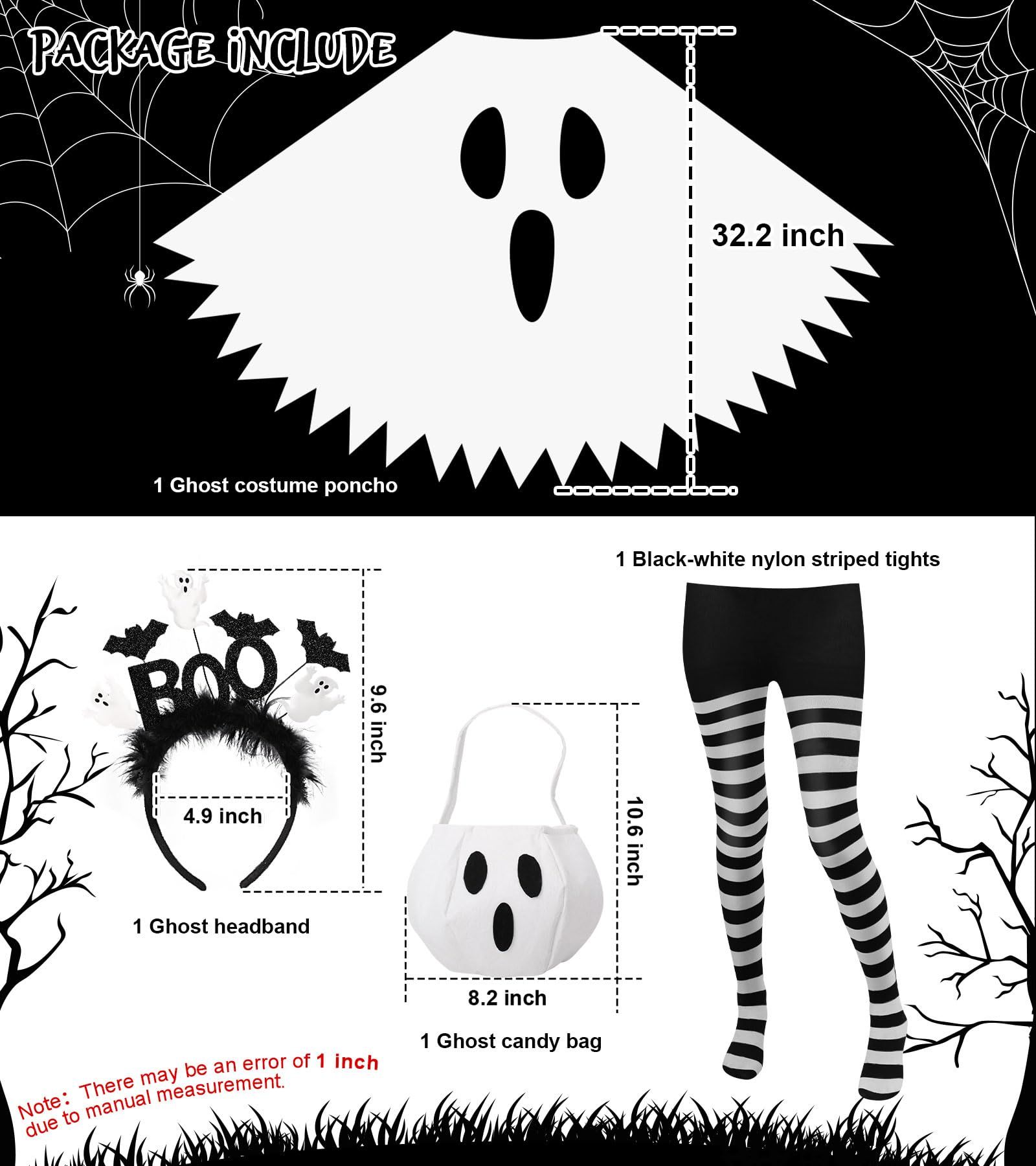 4pcsWomen's Ghost Costume Set for Halloween Trick-or-Treating & Themed Parties view 4