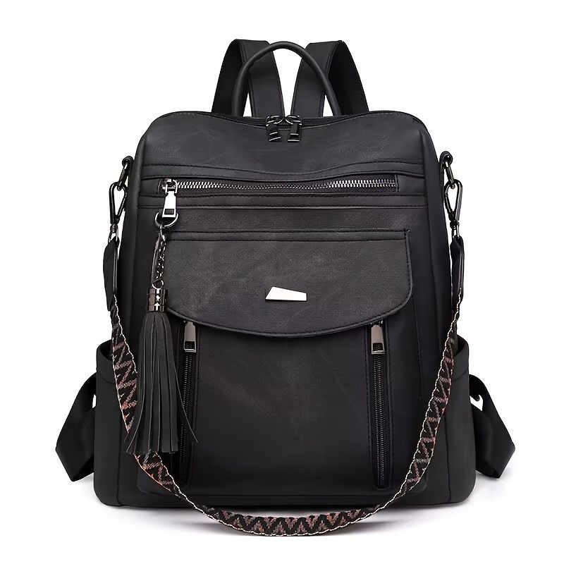 Women'S Travel Backpack Stylish Backpack Leather Backpack Tassel Backpack — image 1