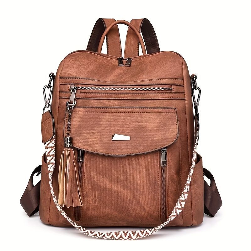 Women'S Travel Backpack Stylish Backpack Leather Backpack Tassel Backpack view 8