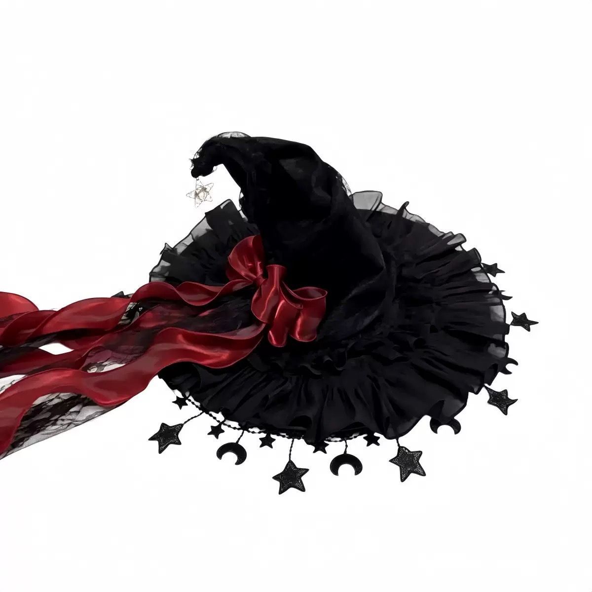Black Witch Hat Star Ornaments Halloween Accessory Cosplay Hat Themed Party — image 1