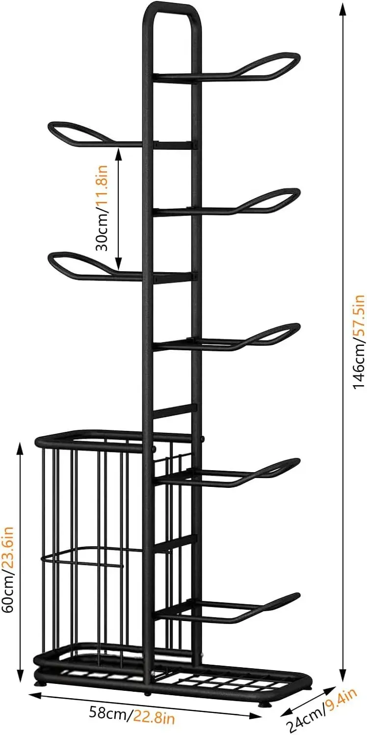 CARLA HOME 7 Tier Ball Storage Rack - Sports Organiser - Black - Basketball view 3