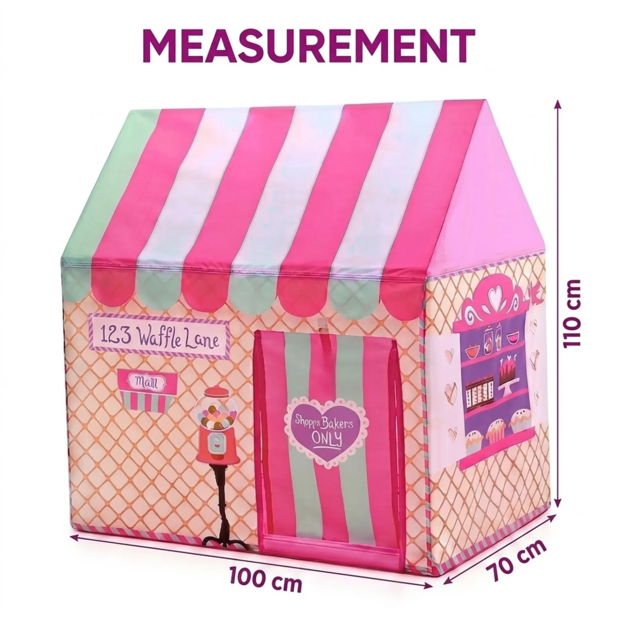 CARLA HOME Kids Ice Cream Bakery Play Tent Pink Pop Up Playhouse - Outdoor view 3