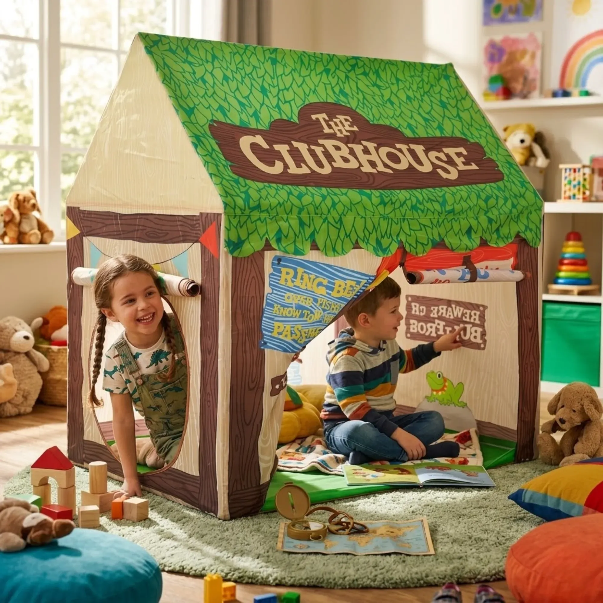 CARLA HOME Kids Clubhouse Play Tent - Green - Outdoor Play Equipment Play view 2