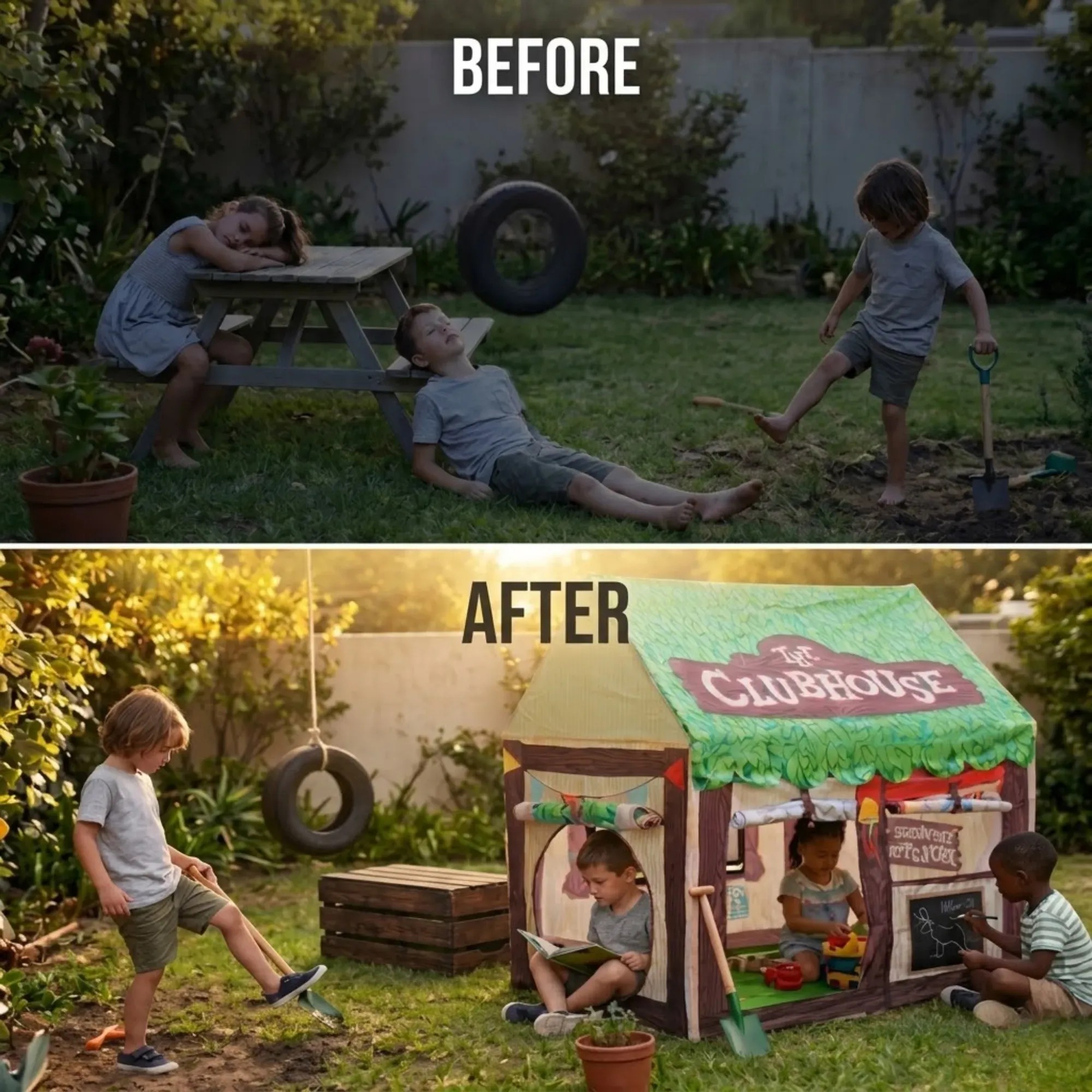 CARLA HOME Kids Clubhouse Play Tent - Green - Outdoor Play Equipment Play view 5