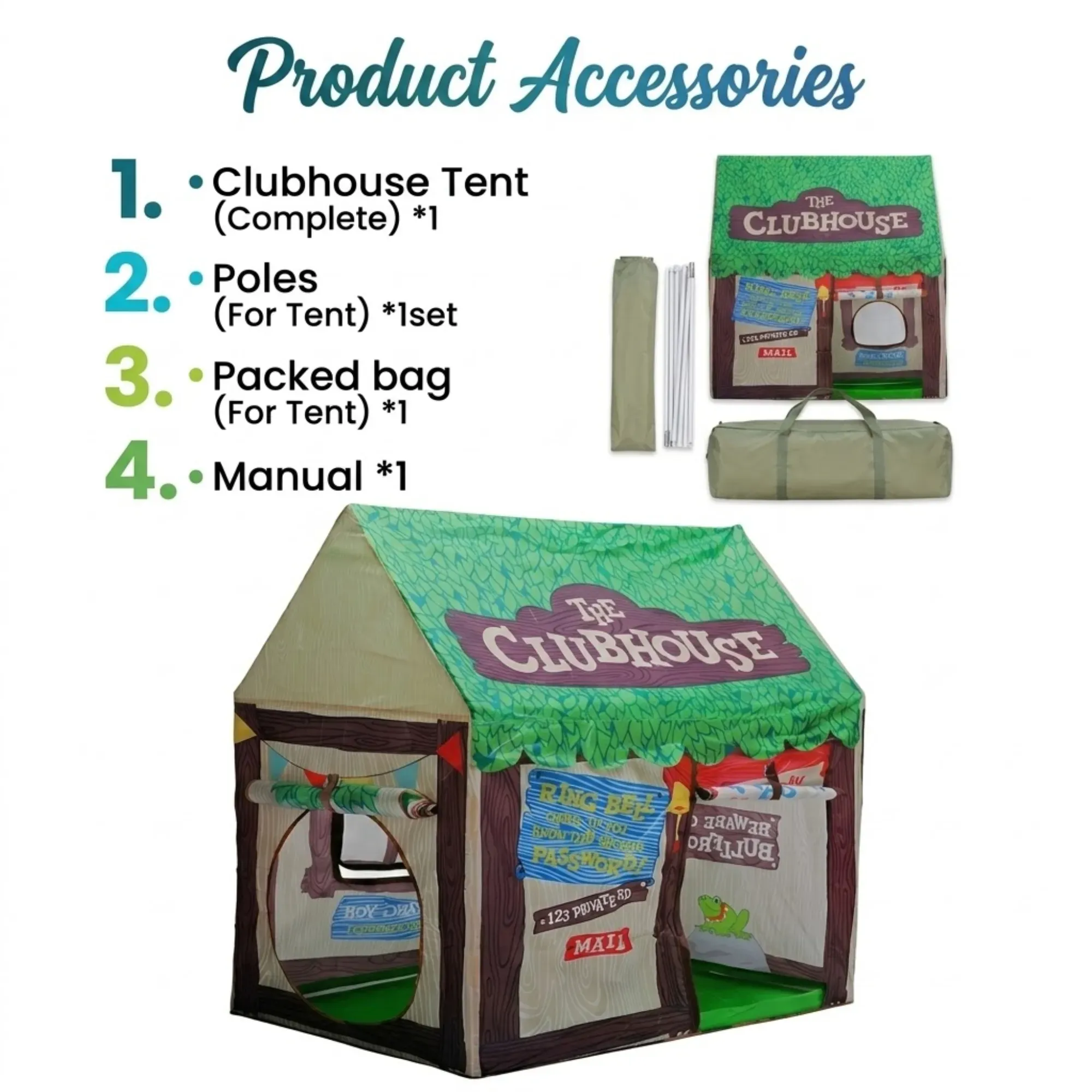 CARLA HOME Kids Clubhouse Play Tent - Green - Outdoor Play Equipment Play view 6