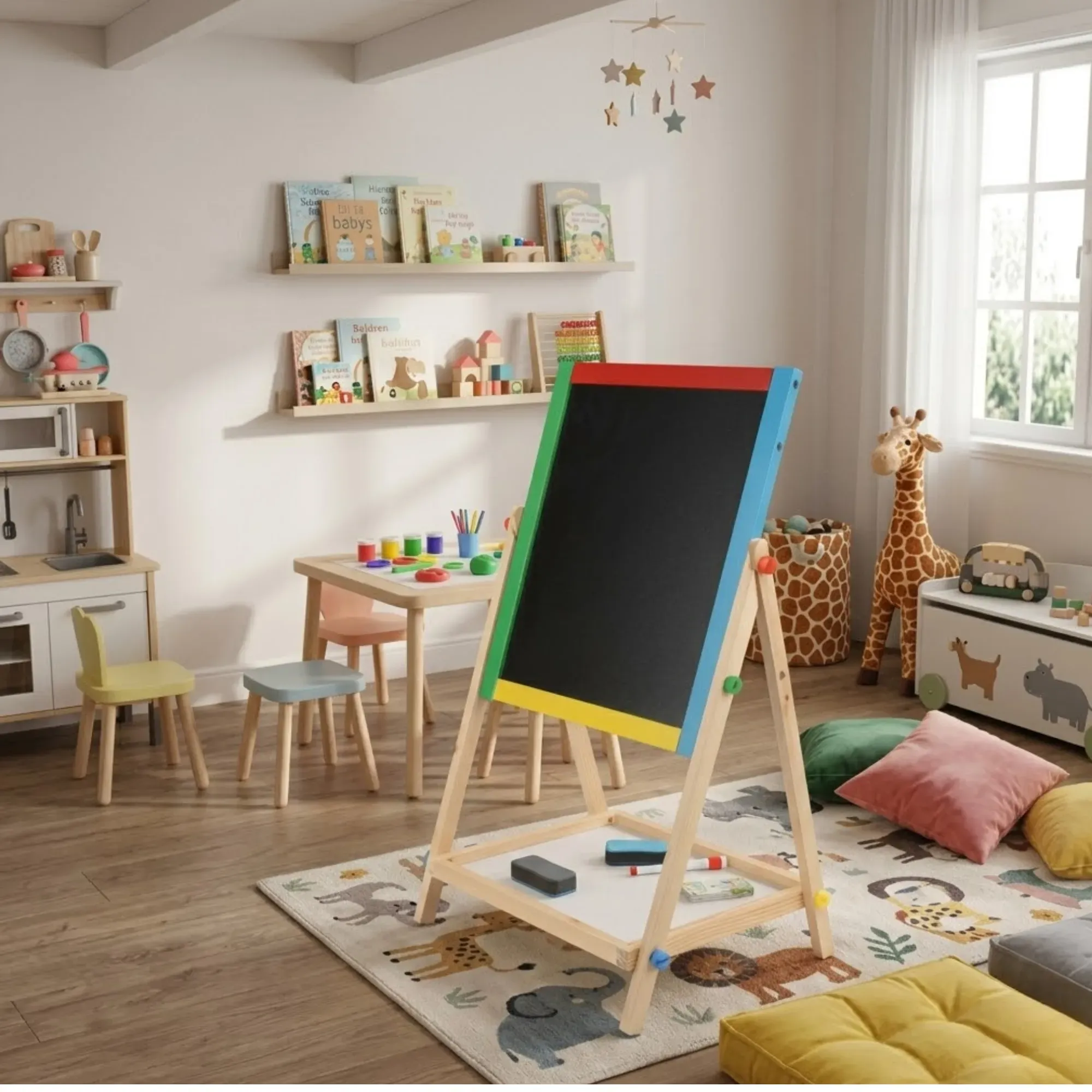 CARLA HOME 2-in-1 Kids Art Easel Chalkboard & Whiteboard view 2