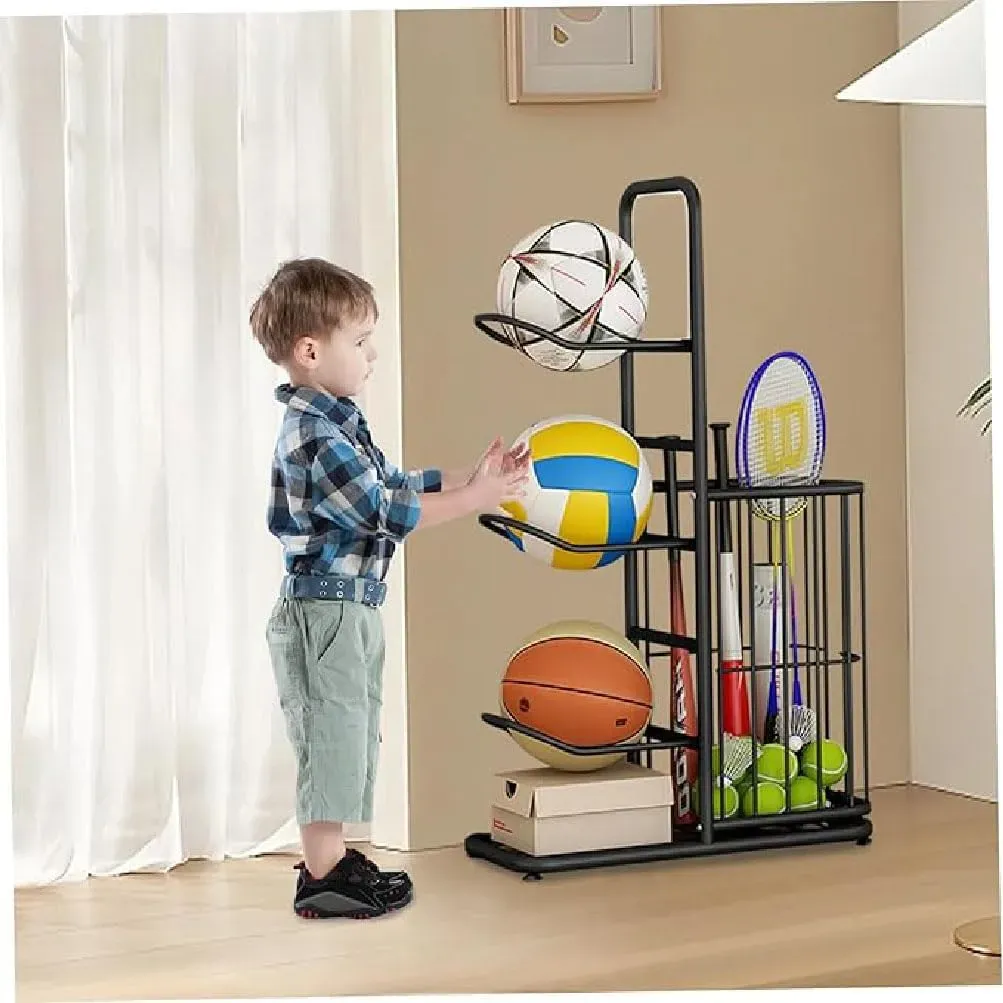 CARLA HOME Ball Storage Rack - 3-Tier Sports Organiser view 2