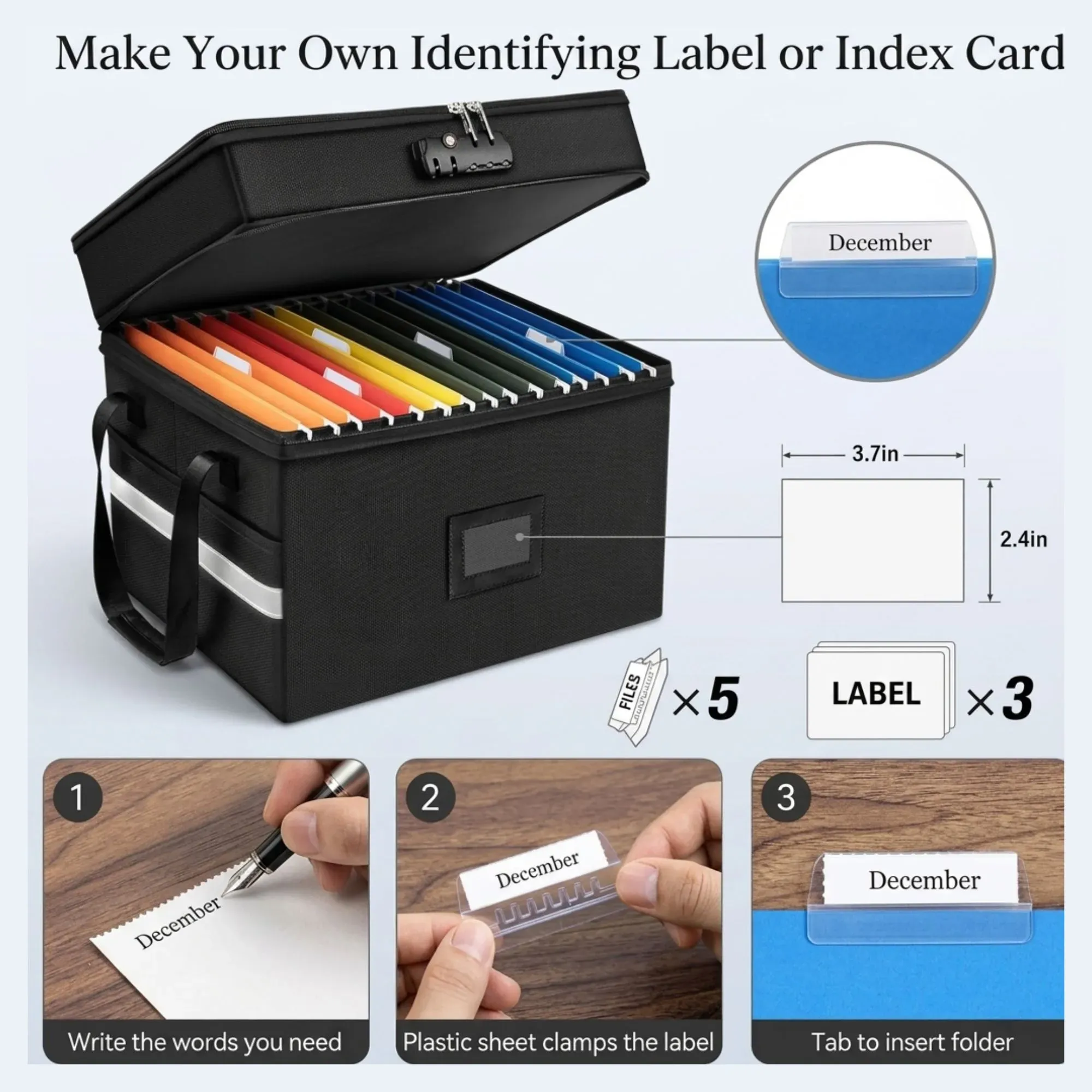 CARLA HOME Fireproof Document Box with Lock - Fabric - Office - Fireproof view 5