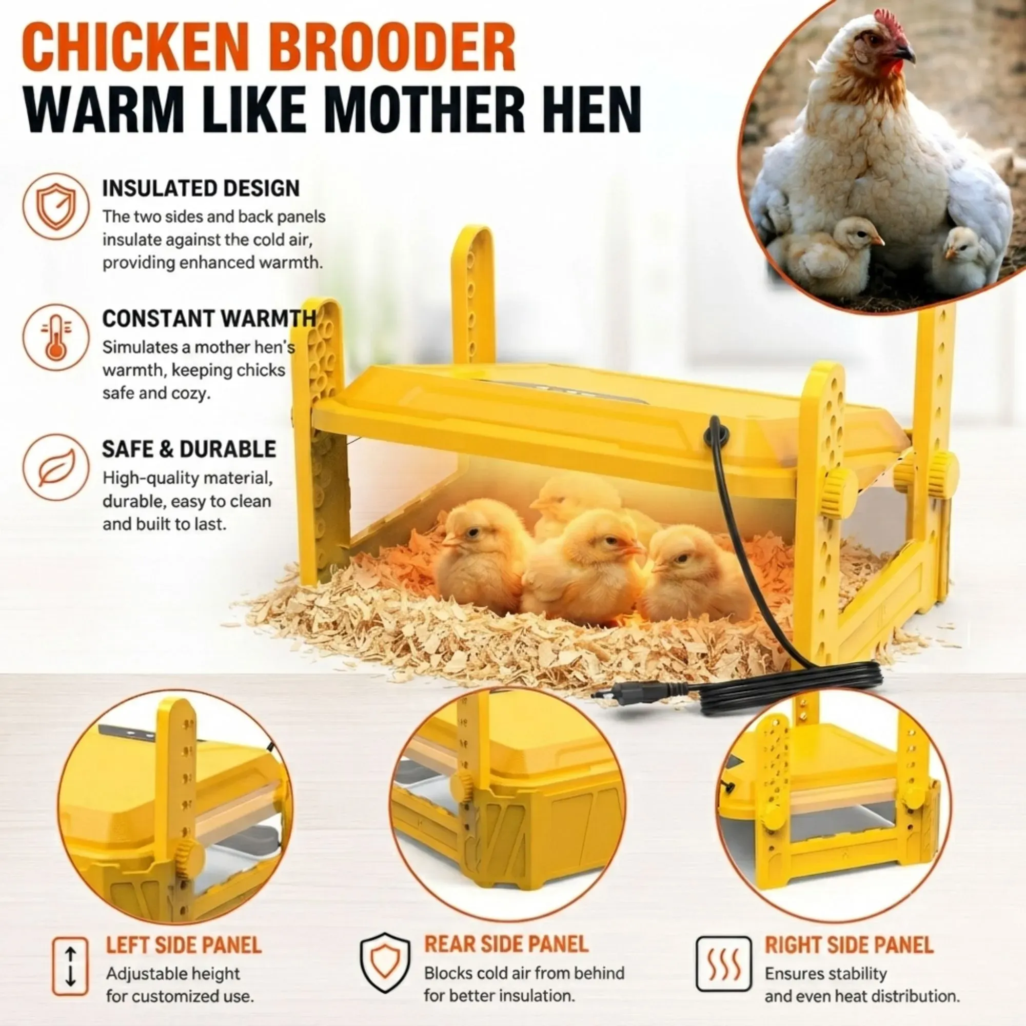 CARLA HOME Upgraded Chick Brooder Heating Plate - Adjustable Height - Yellow view 6