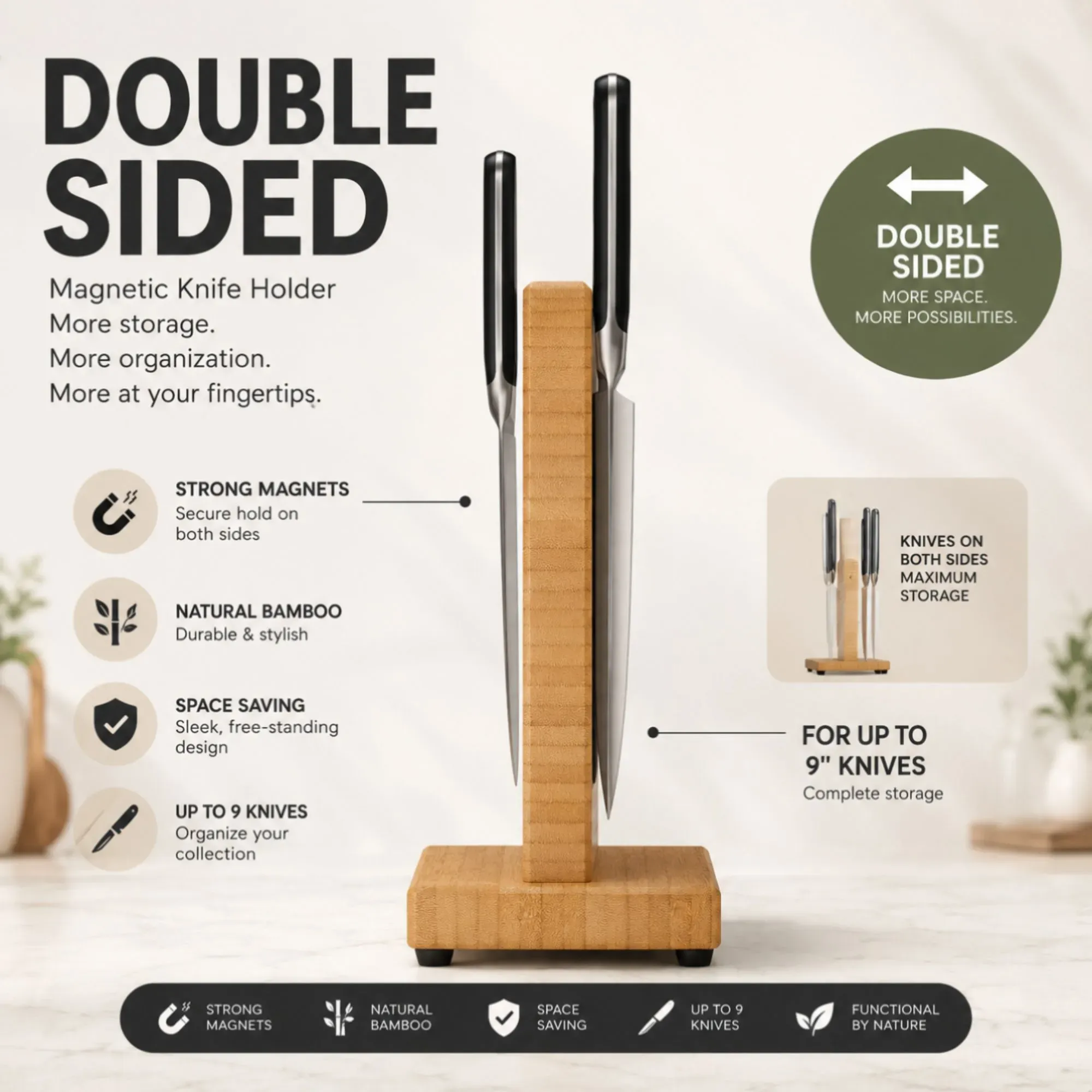 CARLA HOME Magnetic Knife Block view 4