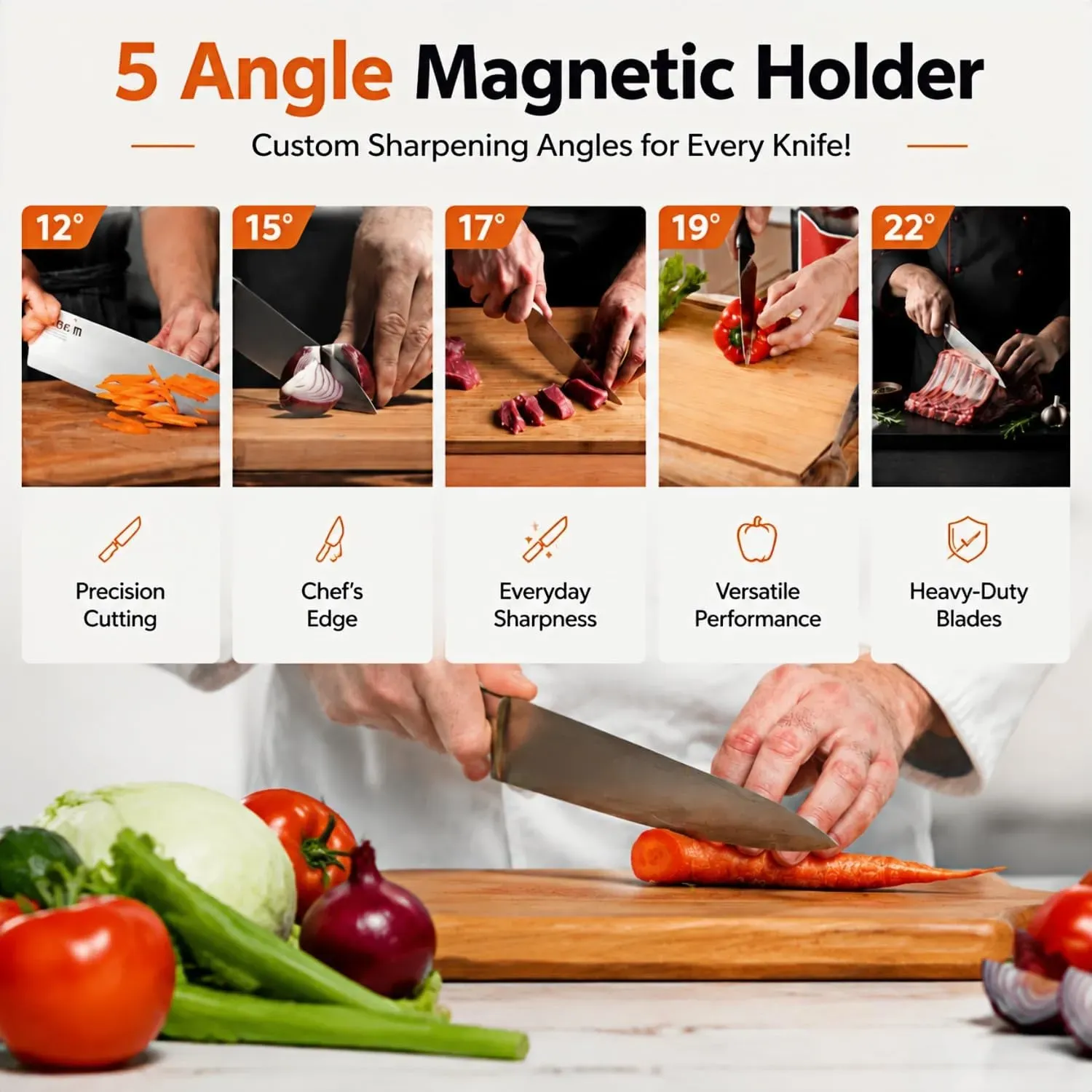CARLA HOME Rolling Knife Sharpener, 5 Angle, Knife Sharpening Tool Kit Kitchen view 7