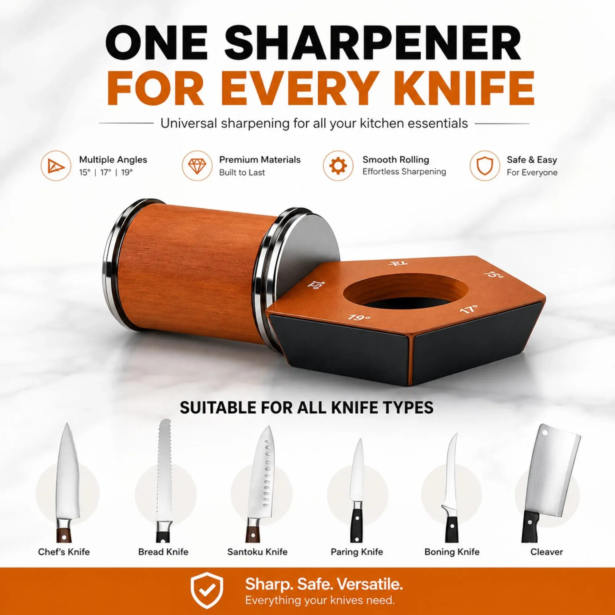 CARLA HOME Rolling Knife Sharpener, 5 Angle, Knife Sharpening Tool Kit Kitchen view 8