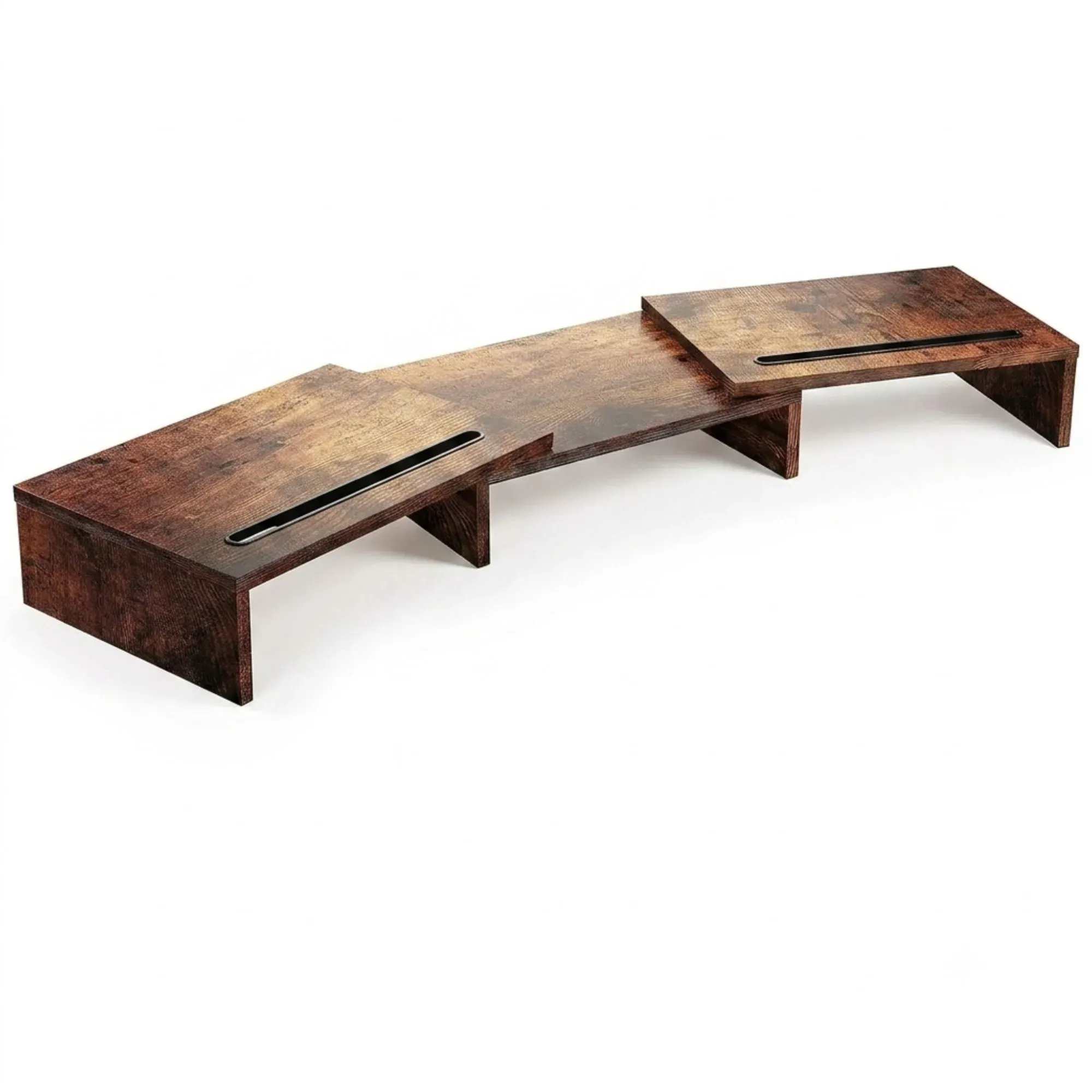 CARLA HOME Dual Monitor Stand Riser, Adjustable Length and Angle, Brown view 10