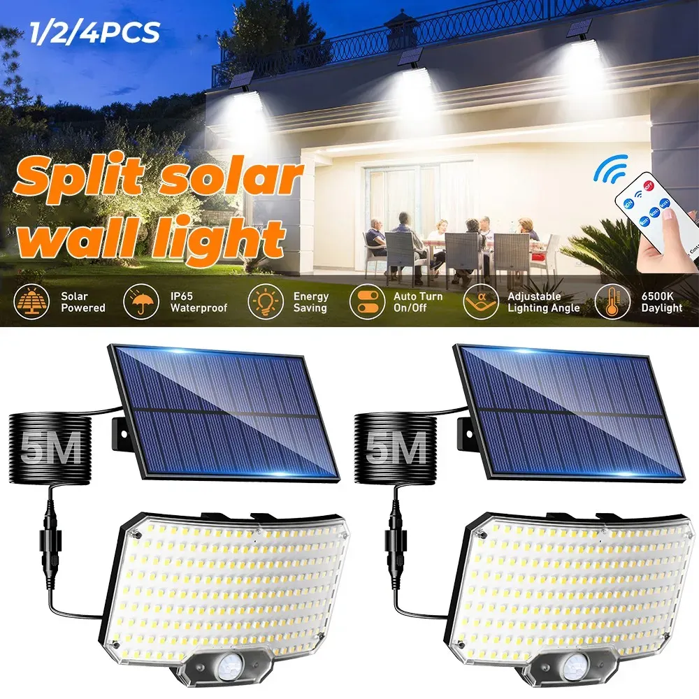 238LED Solar Powered Motion Sensor Outdoor Security Flood Light - Black view 3