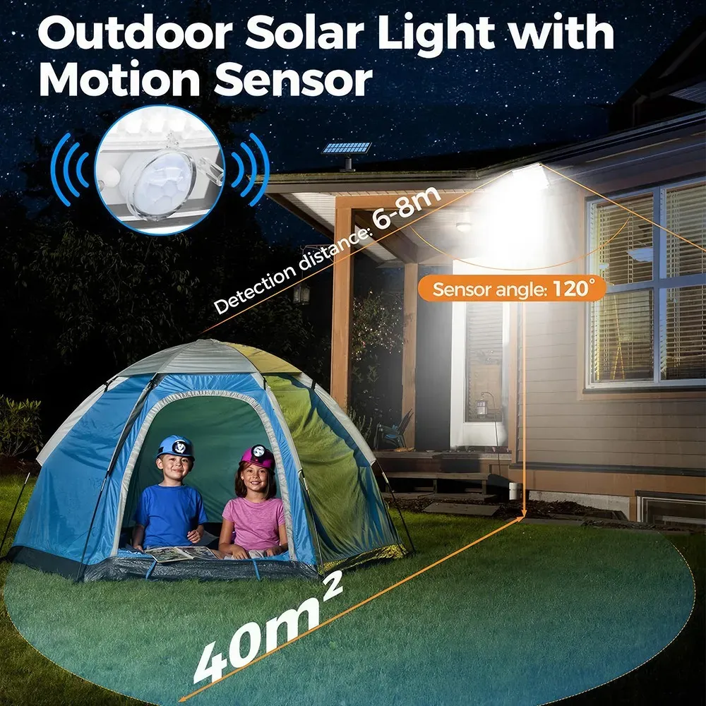 238LED Solar Powered Motion Sensor Outdoor Security Flood Light - Black view 4