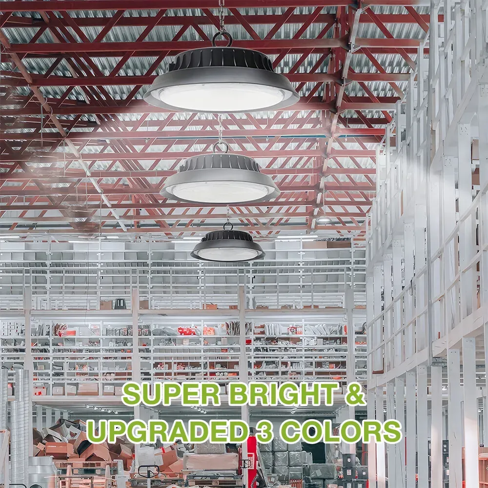 Solar Power Outdoor UFO LED High Bay Light 300W Black for Shed Garage Shop view 2