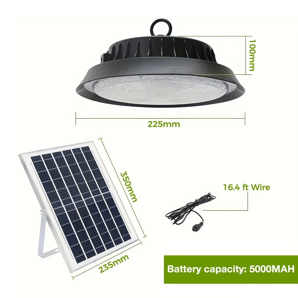 Solar Power Outdoor UFO LED High Bay Light 300W Black for Shed Garage Shop view 4