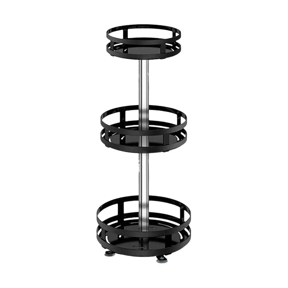 Black Triple Layer Rotating Spice Rack Countertop Organizer with 360° Rotation view 5
