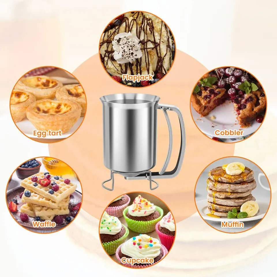 Silver Stainless Steel Pancake Batter Dispenser for Baking Cupcakes view 6
