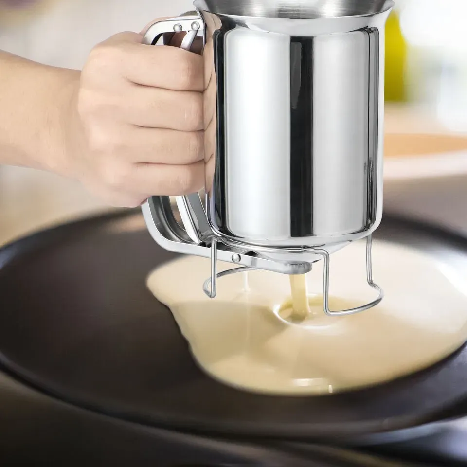 Silver Stainless Steel Pancake Batter Dispenser for Baking Cupcakes view 7