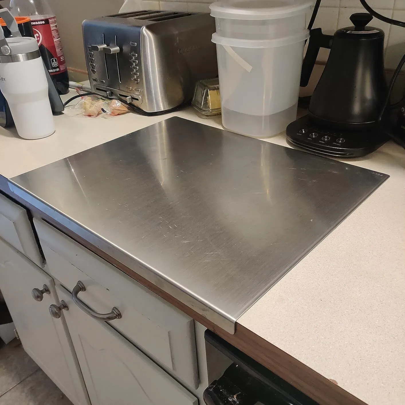Silver Stainless Steel Chopping Board 70x50cm - Non-Slip Pastry Worktop Protector view 7