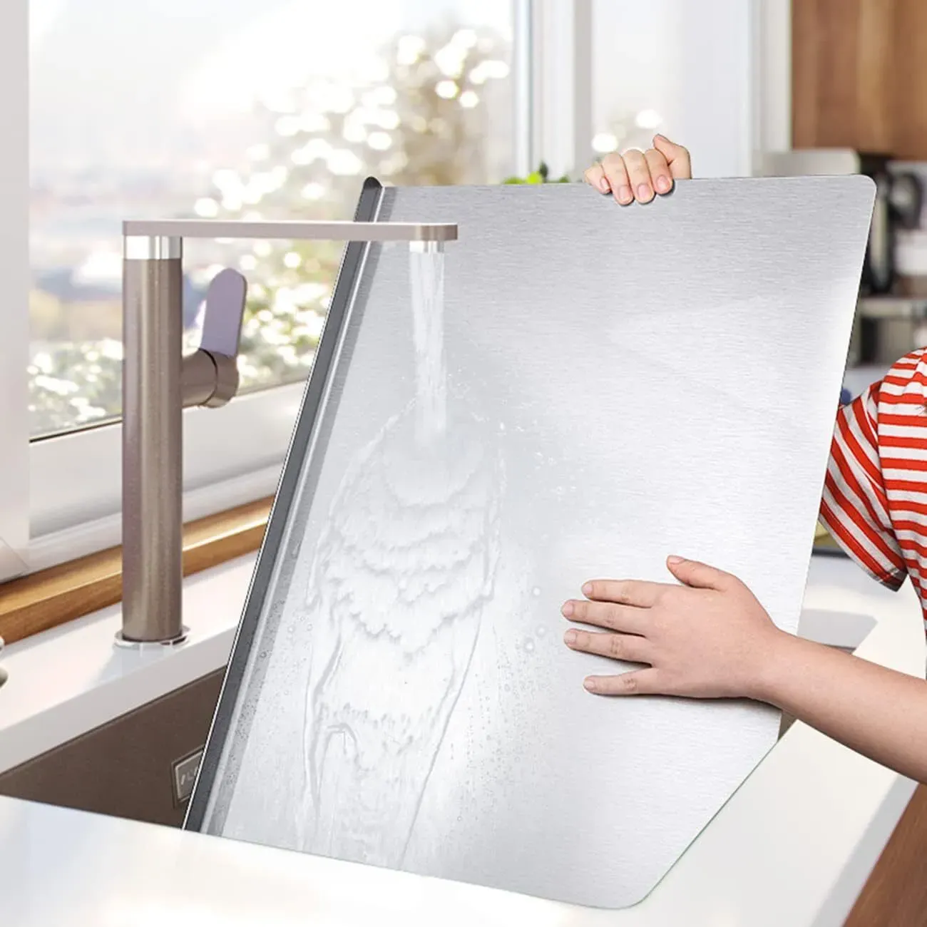 Silver Stainless Steel Chopping Board 70x50cm - Non-Slip Pastry Worktop Protector view 10