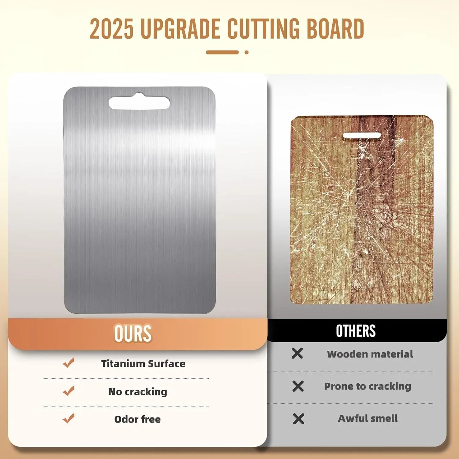Double-Sided Titanium Cutting Board in Silver, 34x23cm view 4