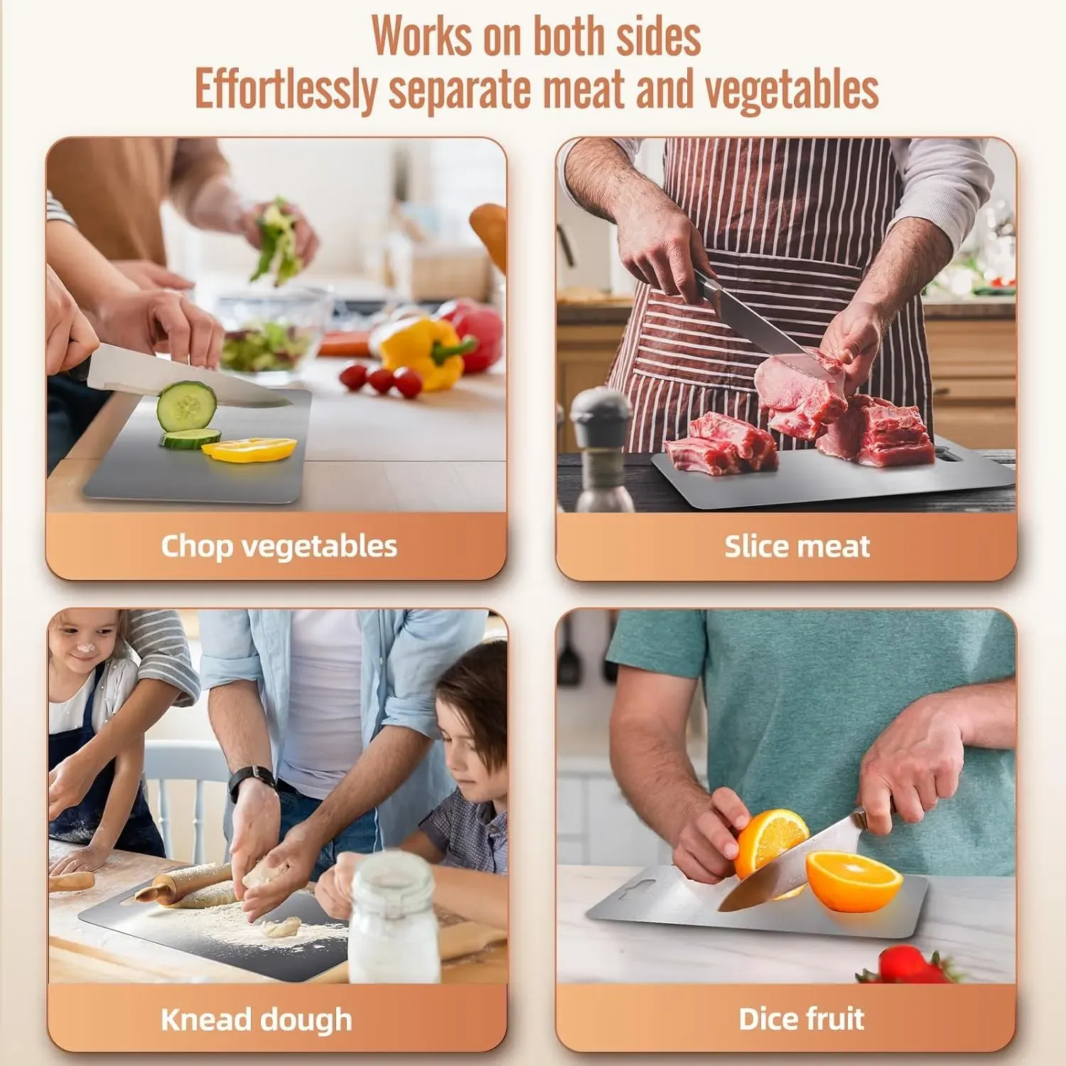 Double-Sided Titanium Cutting Board in Silver view 2