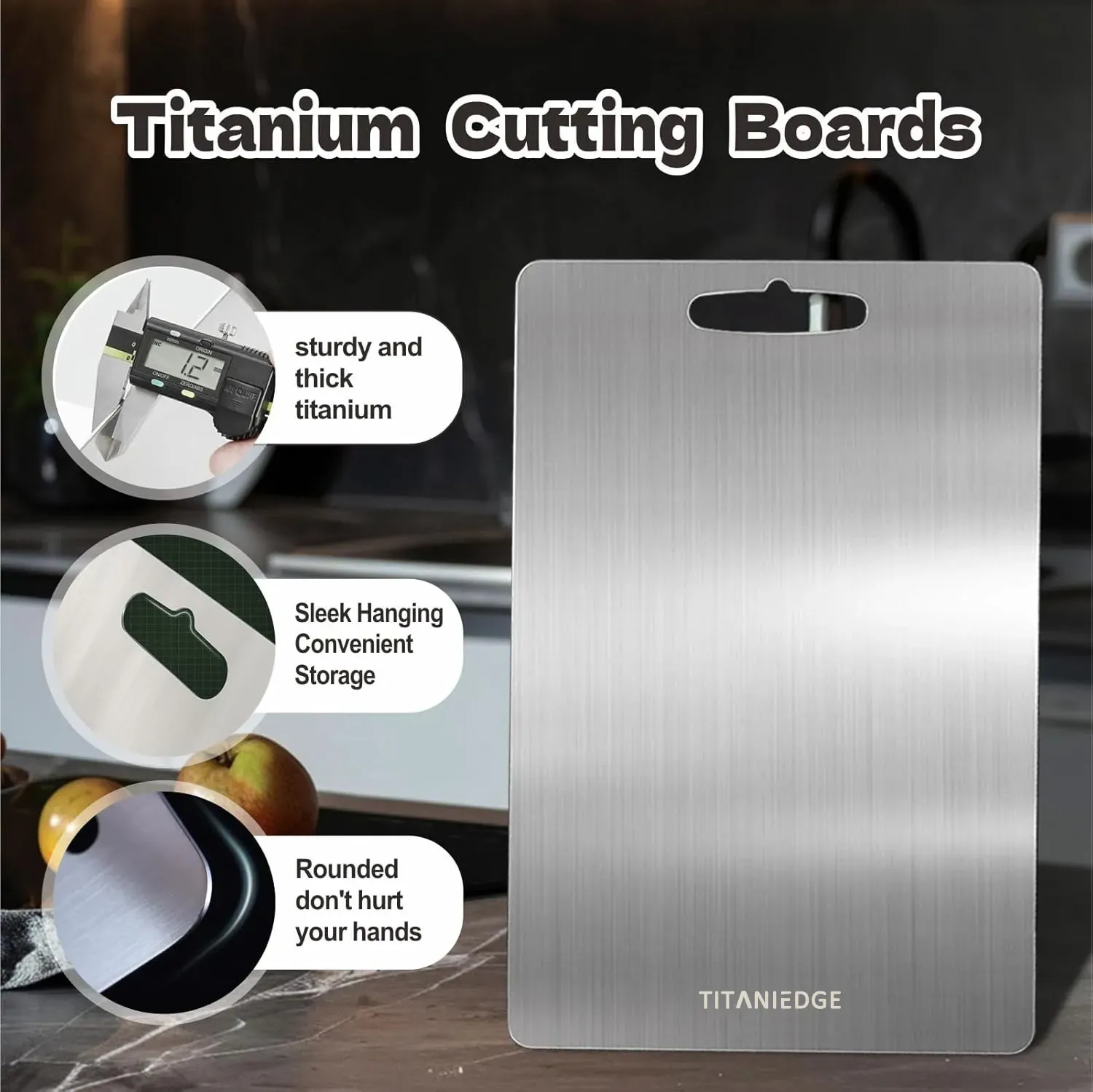 Double-Sided Titanium Cutting Board in Silver view 3