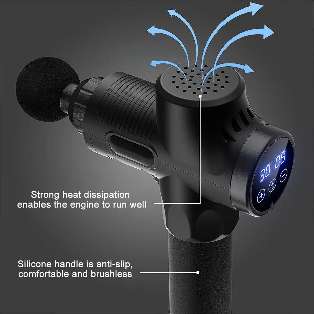 Deep Tissue Massage Gun Black with 10 Interchangeable Heads and 30 Adjustable view 7