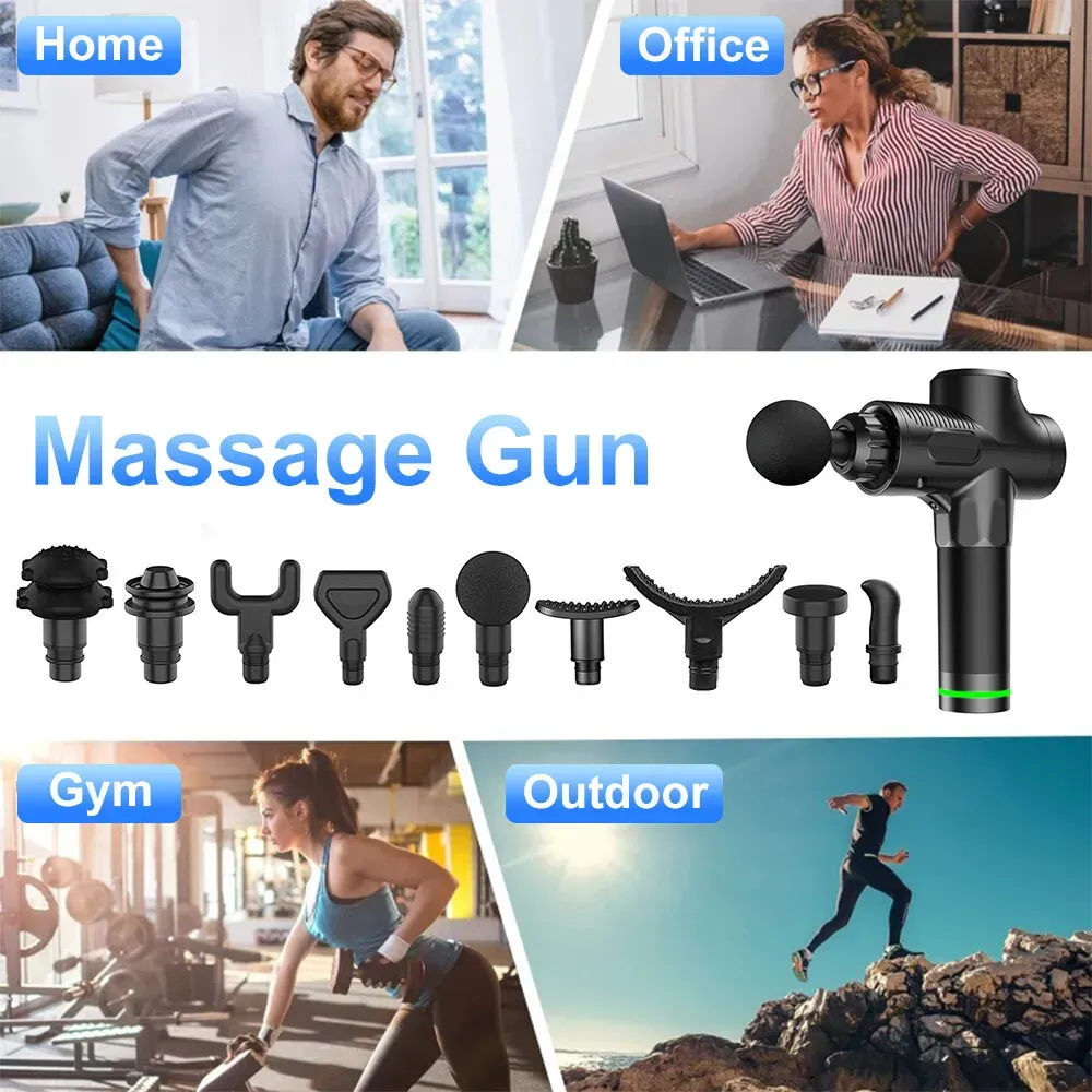 Deep Tissue Massage Gun Black with 10 Interchangeable Heads and 30 Adjustable view 9