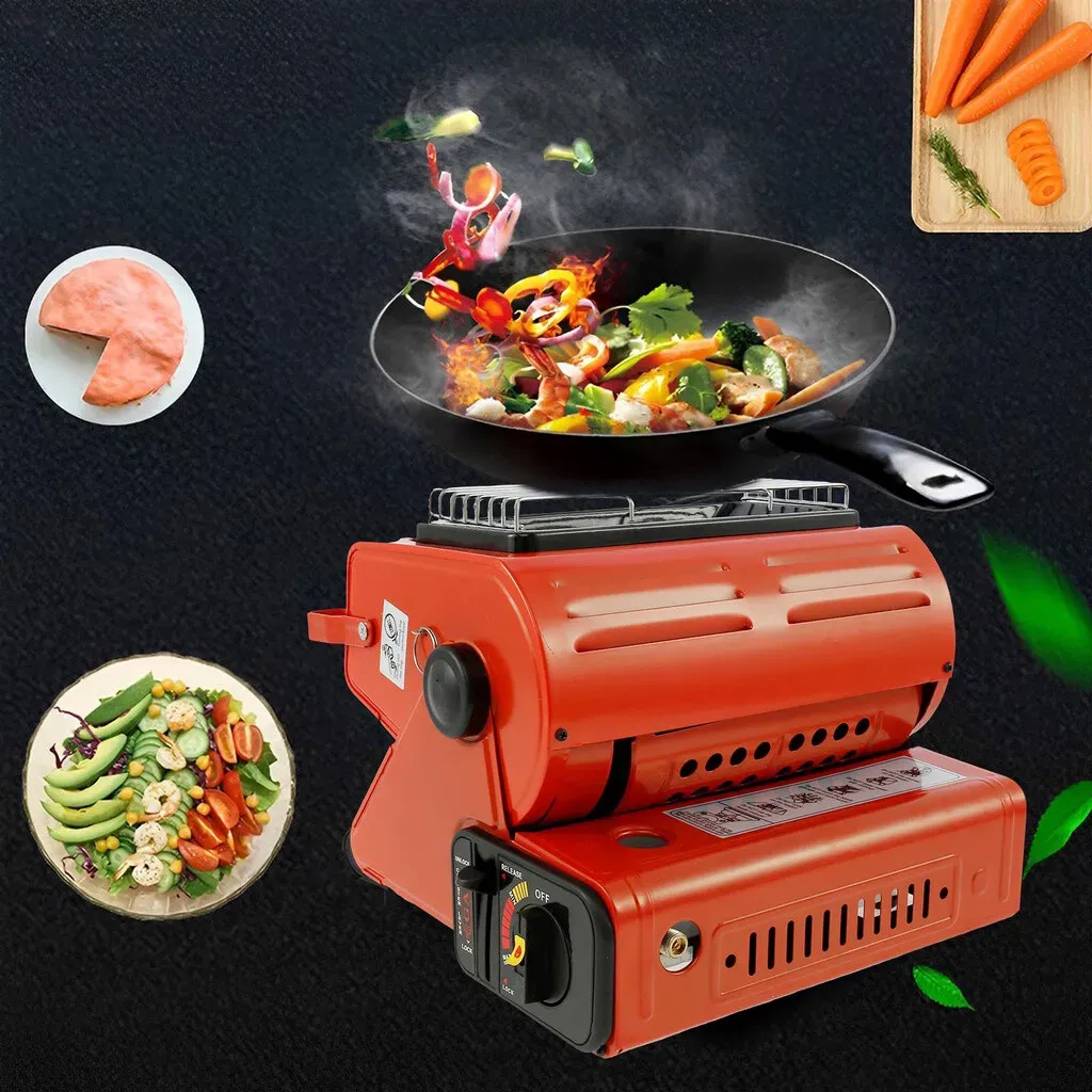 Portable Butane Gas Heater in Black for Camping, Hiking, and Outdoor Use - Red view 2