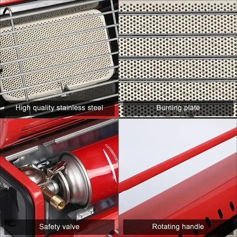 Portable Butane Gas Heater in Black for Camping, Hiking, and Outdoor Use - Red view 5