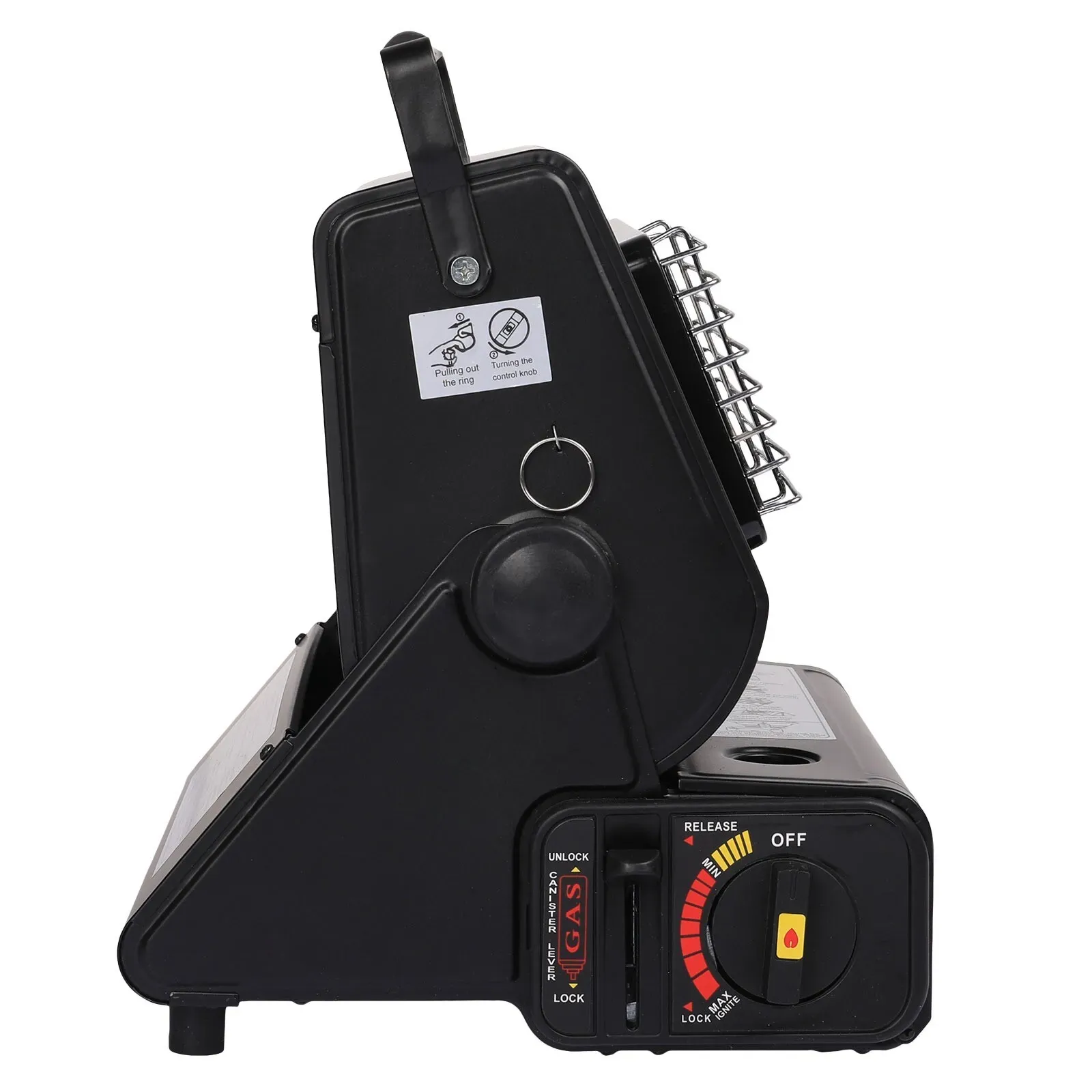 Portable Butane Gas Heater in Black for Camping, Hiking, and Outdoor Use - Red view 6