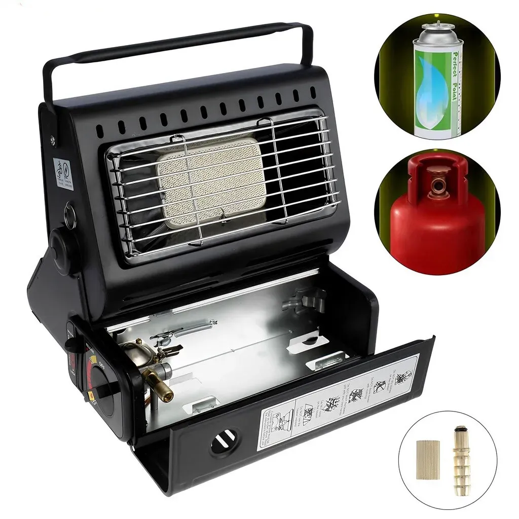Portable Butane Gas Heater in Black for Camping, Hiking, and Outdoor Use - Red view 9