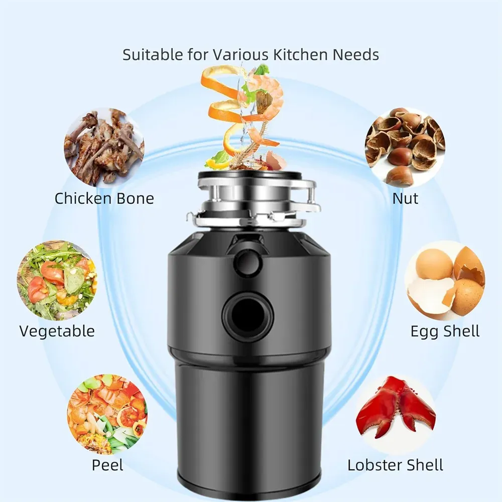 550W Food Waste Disposer with AU Plug, 4000RPM, Black, Stainless Steel for Kitchen view 5