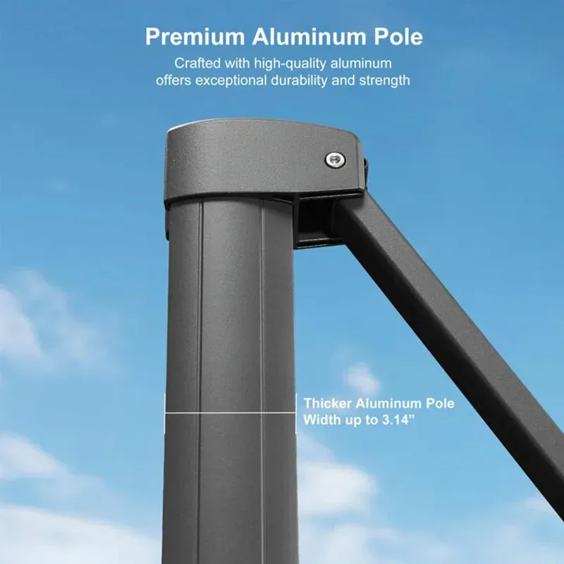 2.5x2.5m Grey Patio Cantilever Outdoor Umbrella with 360-Degree Rotation view 4